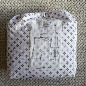 Roberta Roller Rabbit Purple and White Sheet Set Queen